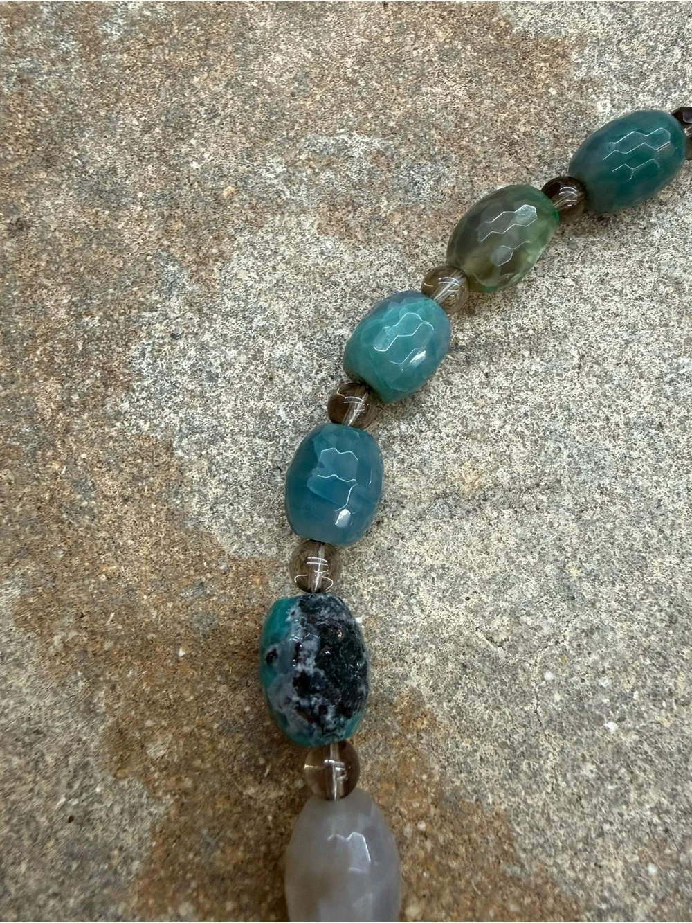 Teal Agate Beaded Necklace - Women Jewelry